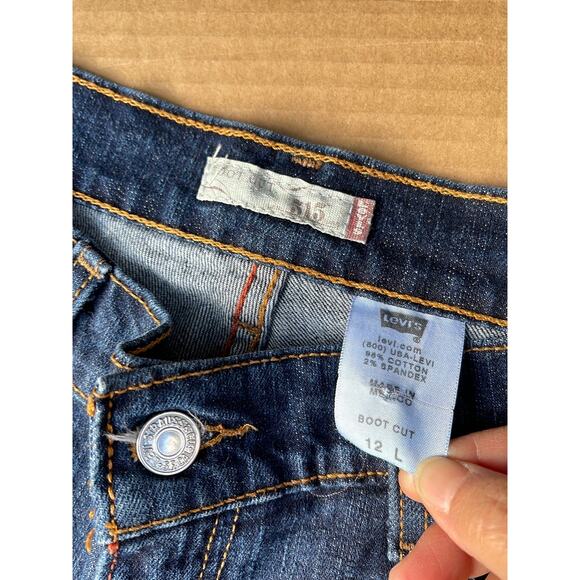 Y2k Grunge streetwear Levis 515 bootcut Jeans sz 12 high rise dark wash - Picture 3 of 12